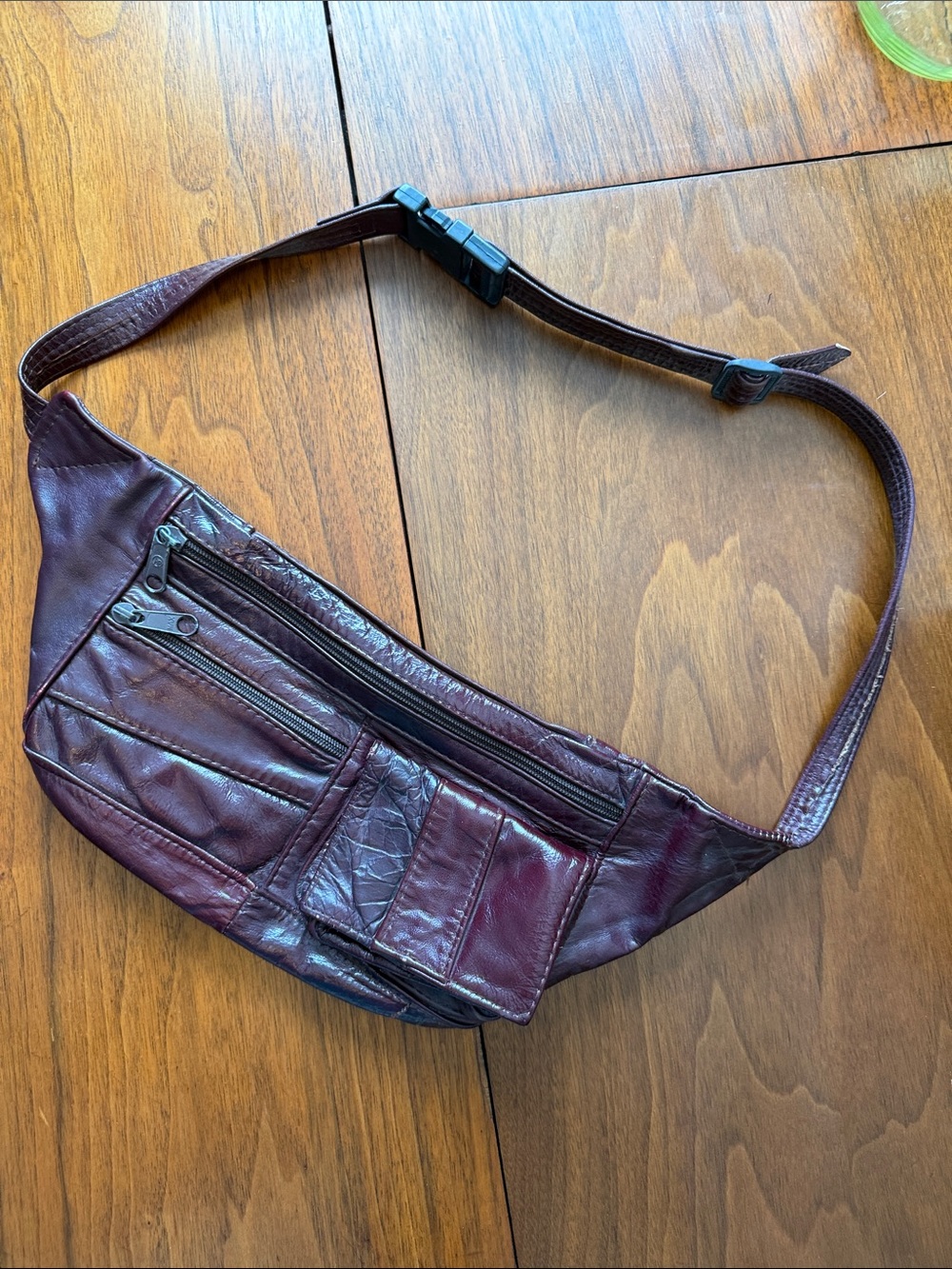 Leather Waist Pack in Burgundy - Crossbody Belt Bag